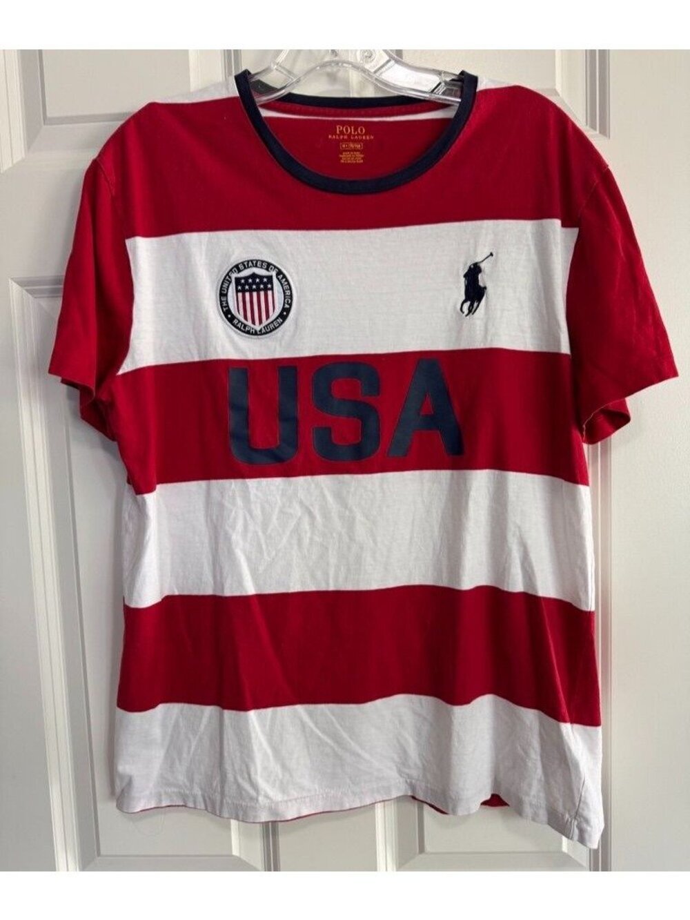 Polo Ralph Lauren Rugby T-Shirt Big Pony USA United States Striped Men's Medium